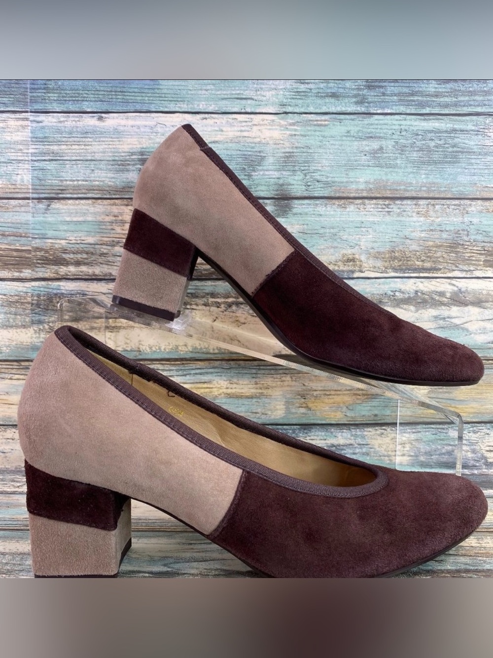 Vaneli Brown Suede Pumps Dress Shoes Block Heel Work Formal Office Womens 6.5M